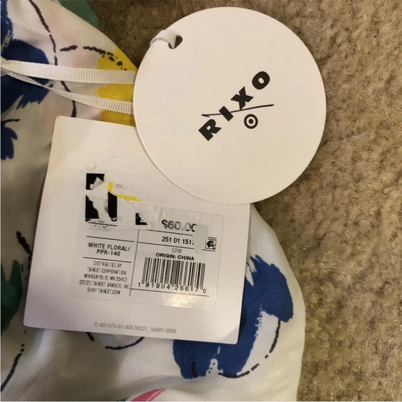 NWT Rixo for Target White Floral Mock Neck Cascade Dress Deadstock 0/2/4/6/8/16 - Picture 3 of 4